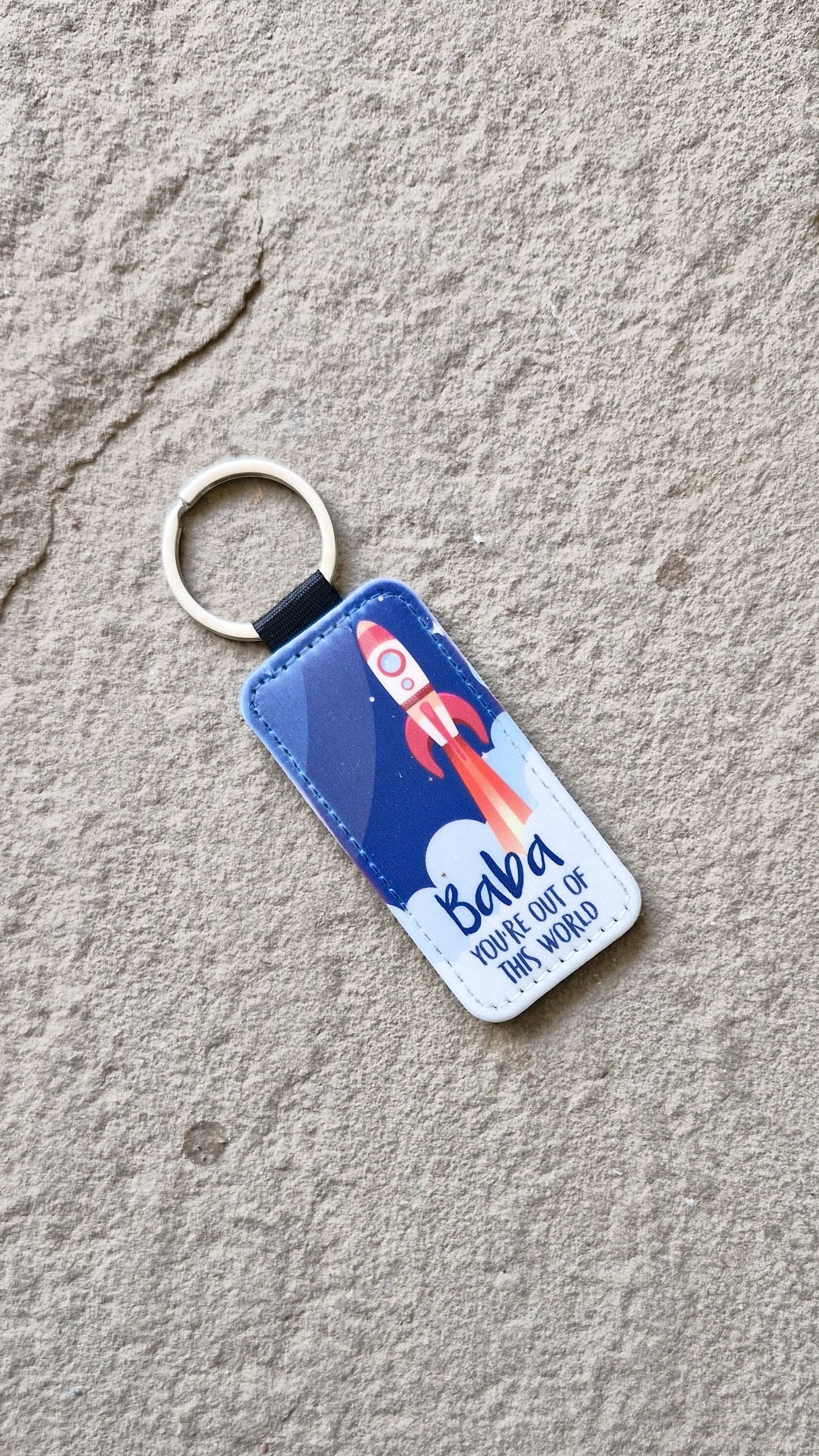 Baba You're out of this World Leather Keychain