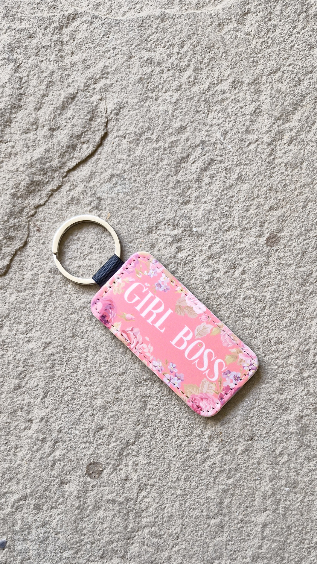 Girl Boss Leather Keychain