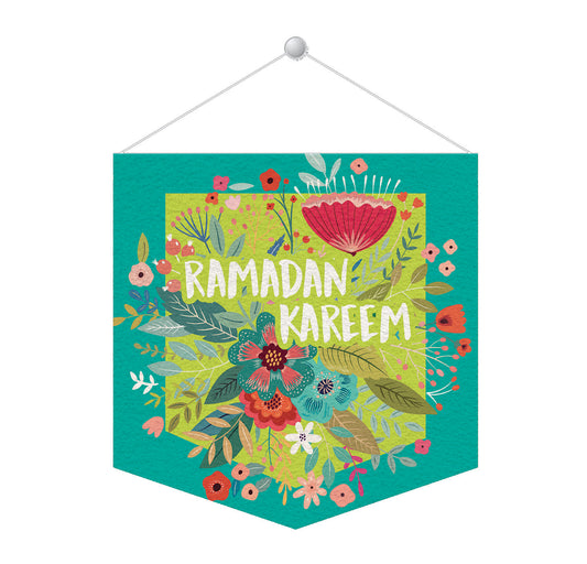 Ramadan Kareem Teal Floral Tapestry